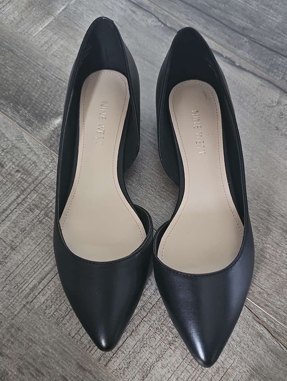 Nine West Black Pointed-Toe D'Orsay Flats